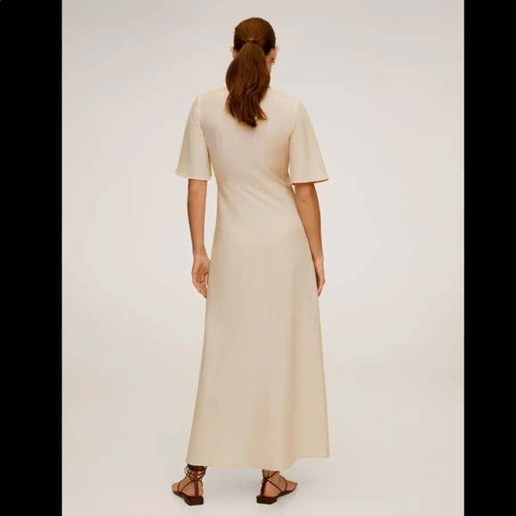 MANGO Buttoned wrap dress in Ecru - Picture 3 of 13